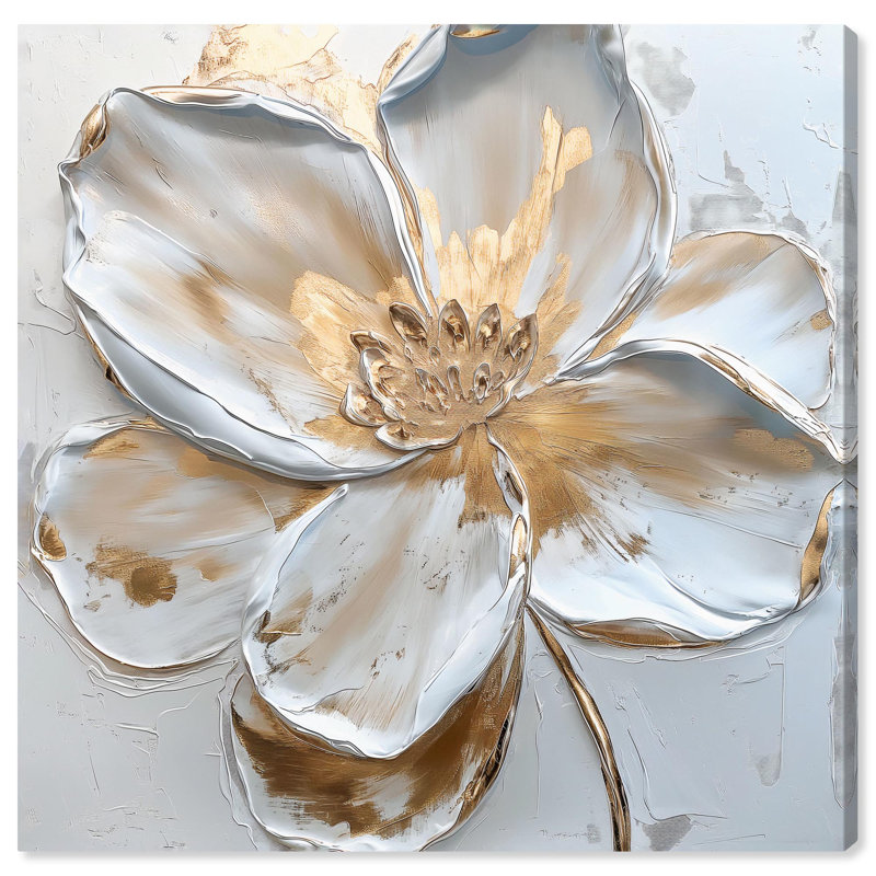 Ivory White Floral Wrapped Canvas Art, 20" x 20"