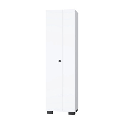 White Storage Shelves Broom Cabinet