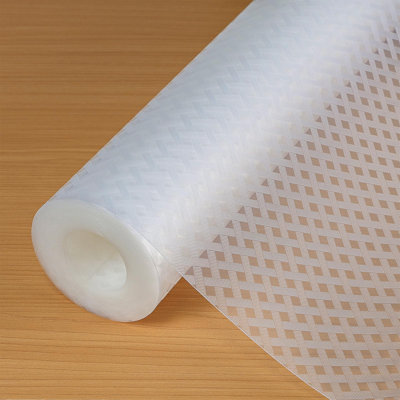 Tapis de tiroir en EVA de 24 po x 20 pi, protège-placard non adhésif, doublure de réfrigérateur d'armoire de cuisine (rayure transparente croisée, 61 x 610 cm)