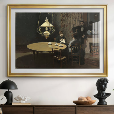 Intérieur, après dîner (Intérieur, après dîner) - Claude Monet - reproduction encadrée avec passe-partout et verre - 1868 - 1869