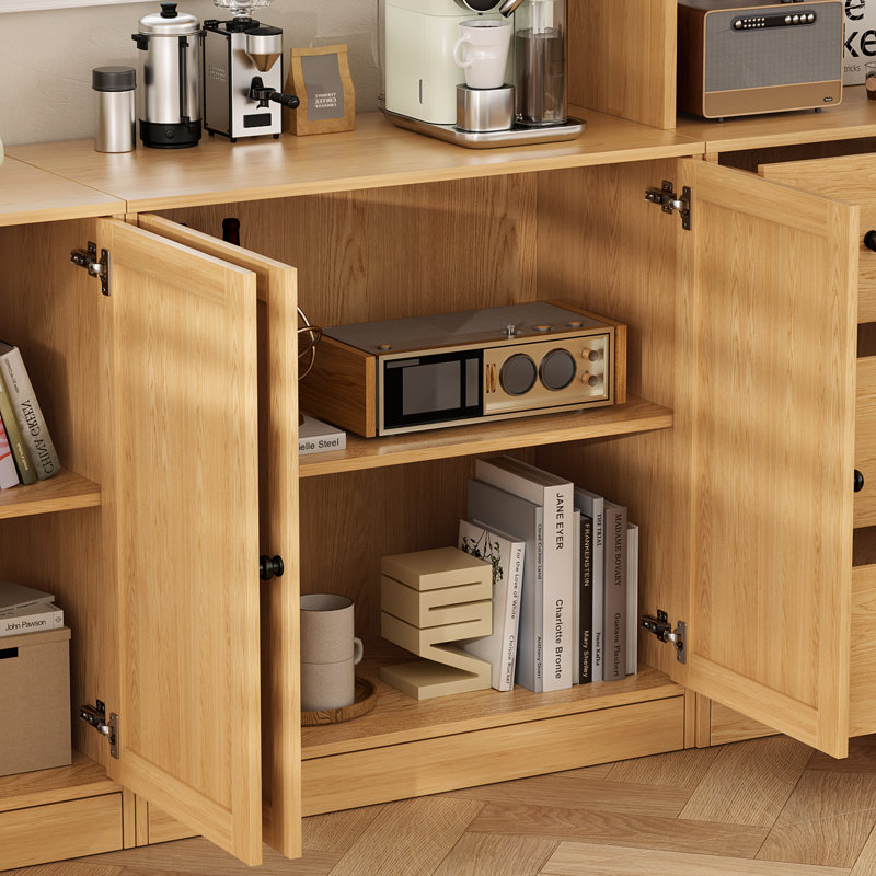 Reshod 71'' Kitchen Pantry With Bookcases, Farmhouse Wall Unit Tv Stand For Tvs Up To 70", Wood