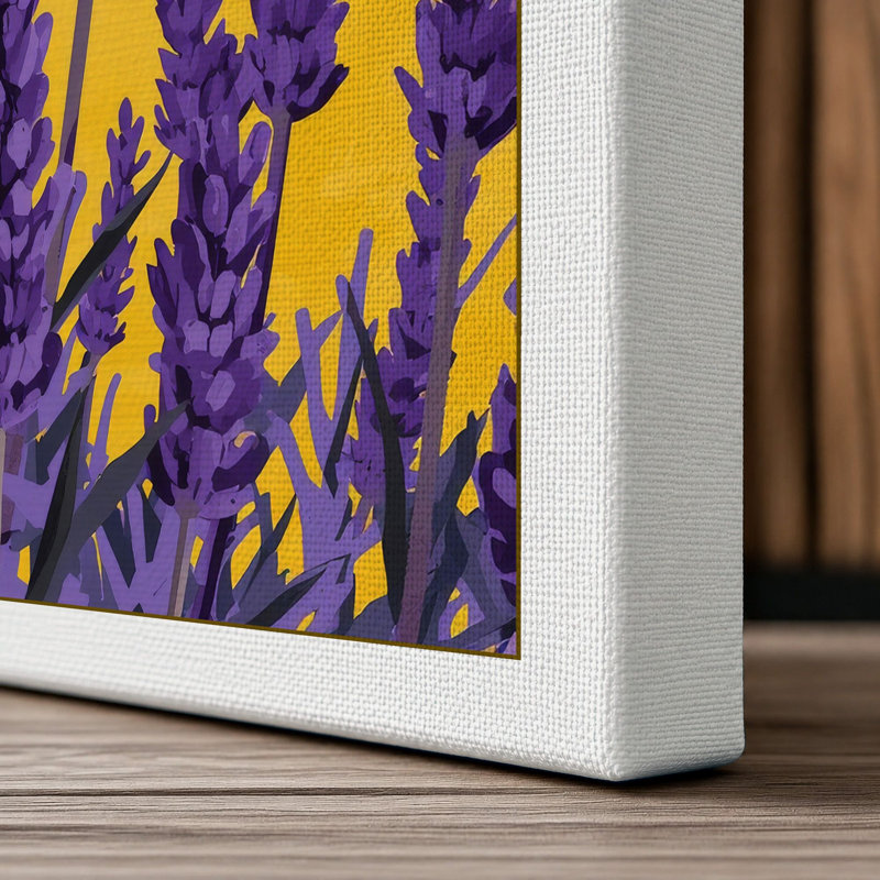 Lupines Against Gold Botanical - Wrapped Canvas, 24x16 - 61.0 x 40.6 cm, White Border