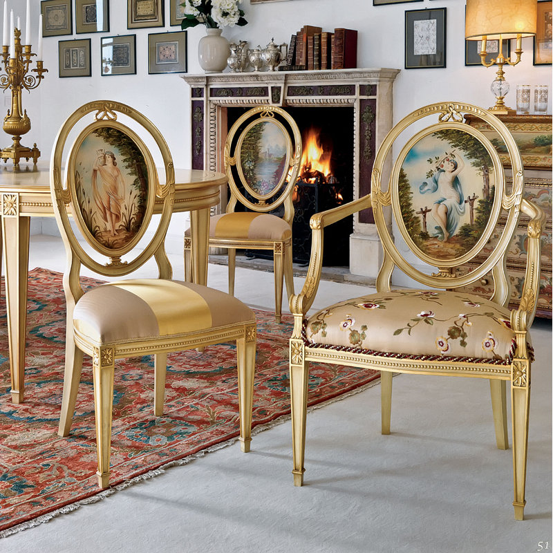 Solid Wood Side Chair in Gold