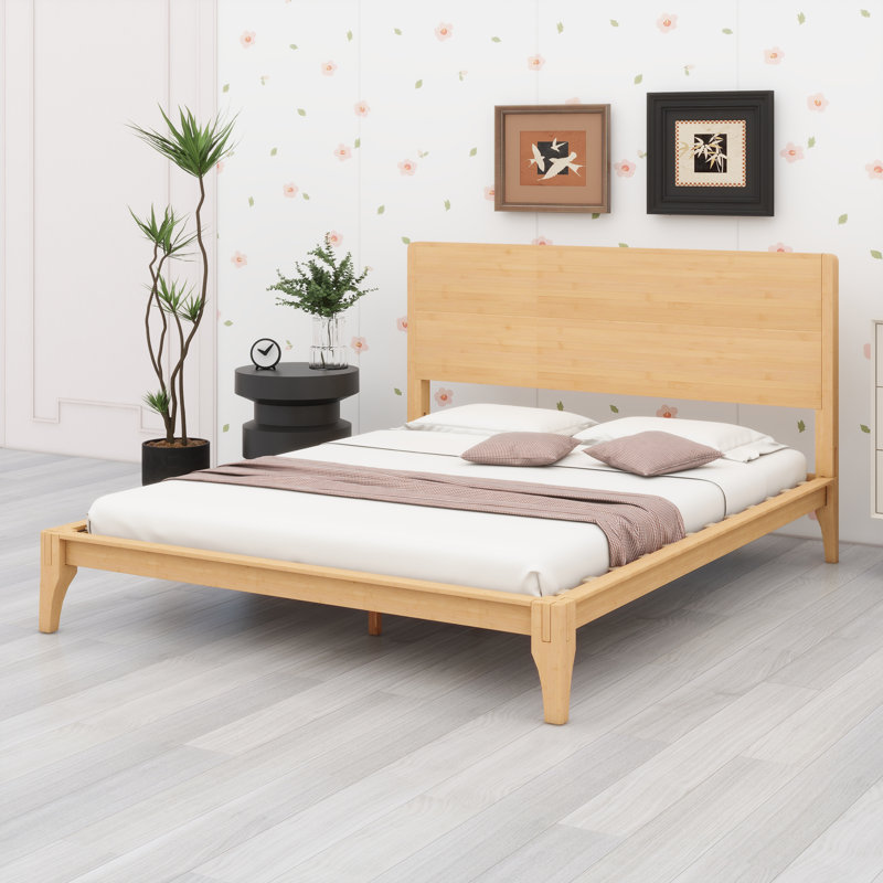 Lit plateforme Bamboo Wood, Naturel, Grand lit