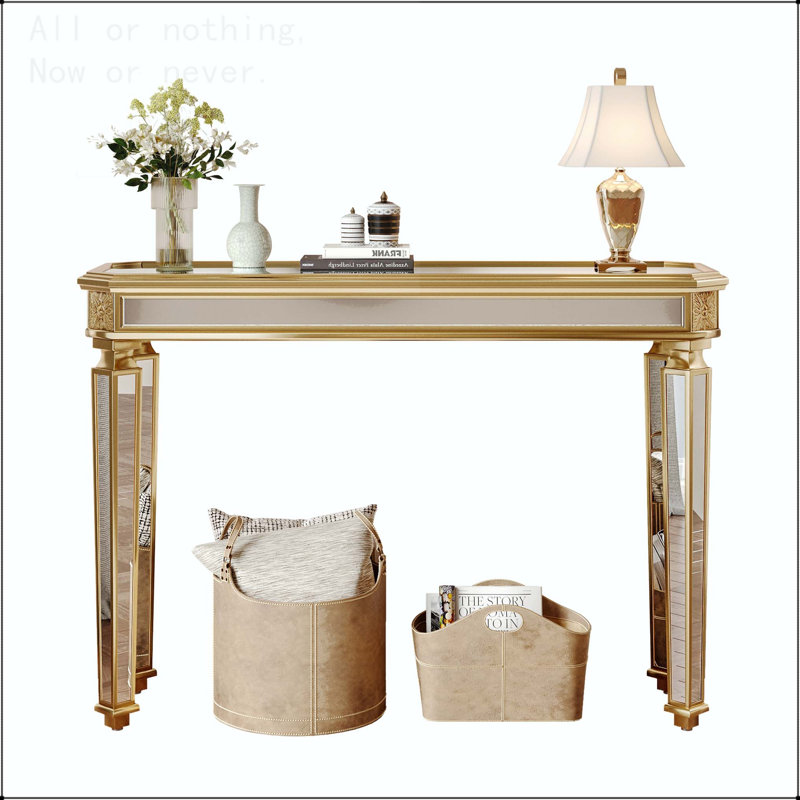 Console à miroir avec sculpture en bois rétro, Chêne