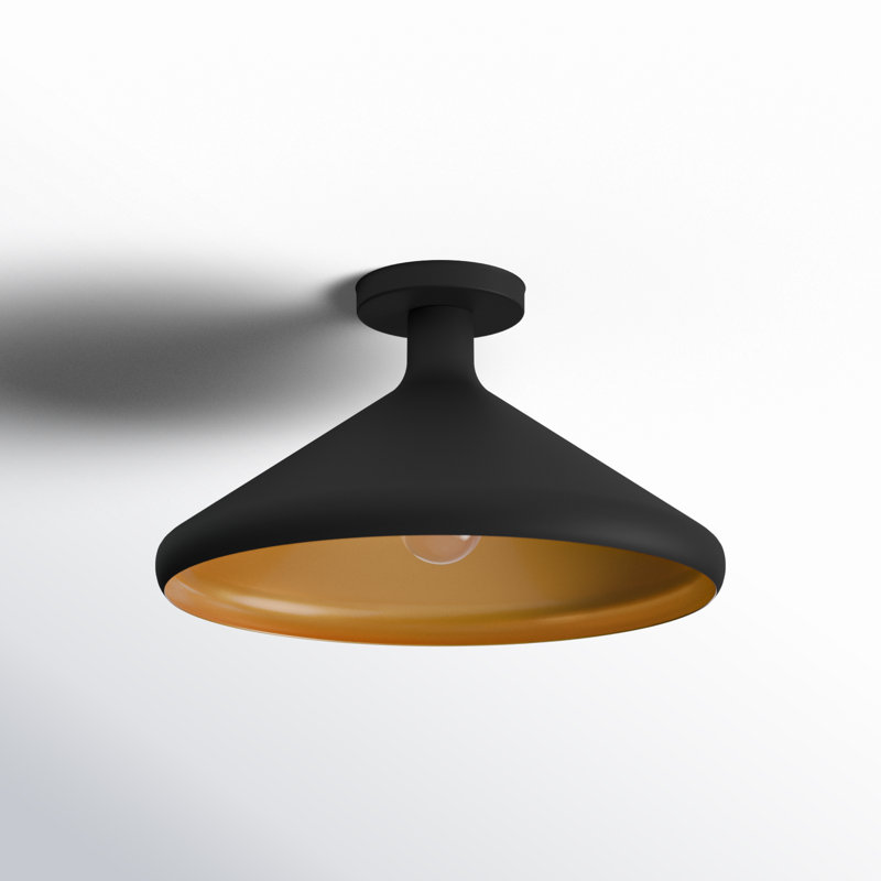 Plafonnier semi-encastré 1 lumière 15,25 po Fieldbrook, Acier noir