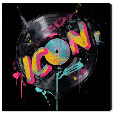 Neon Splat Vinyl Canvas Print Urban Wall Decor by Art Remedy, Gallery Wrapped, 16 x 16