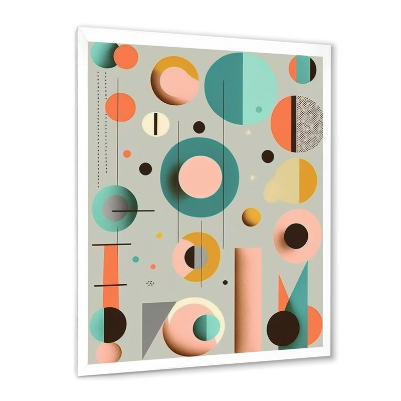 Minimal Circular Geometrics In Faded Retro Pastel - Modern Midcentury Wall Art Prints, H 40 po x l 30 po x P 1,5 po