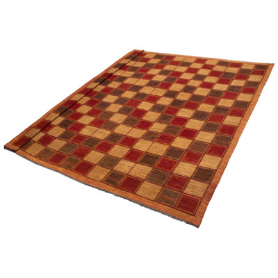 Tapisserie Kilim rouge tissée à la main unique en son genre 15 pi 3 po x 15 pi 8 po