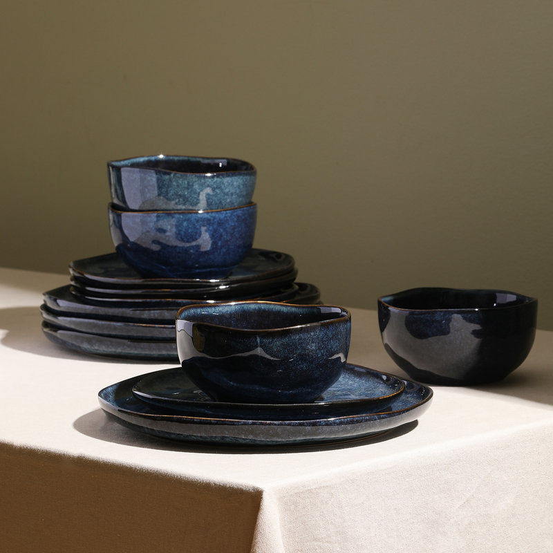 Stone Lain Mirella 24-Piece Dinnerware Set Stoneware, Blue