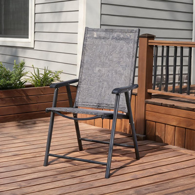 Ensemble de 4 chaises pliantes en toile pour le camping et les concerts, structure en acier, gris ardoise, capacité de charge de 104 kg