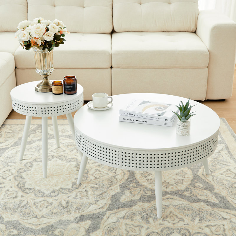 Ensemble de tables basses 2 pièces Mirlegava, Blanc