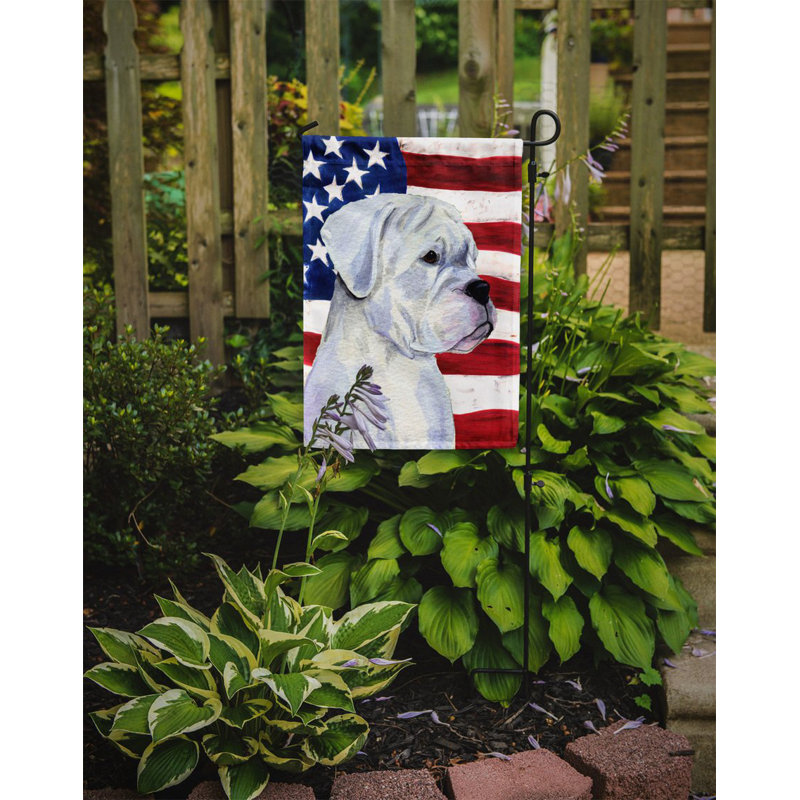 2 côtés en polyester de 2 côtés american drapeau de jardin, Boxer blanc