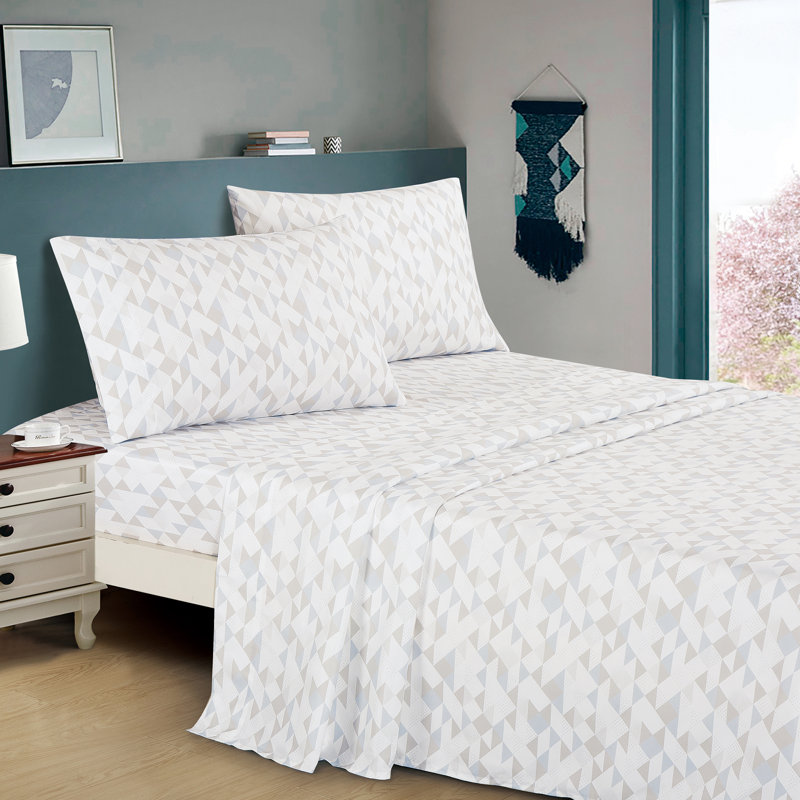 Ensemble d'édredon Bed In A Bag, Motifs géométriques gris, Édredon simple TG et 4 pièces supplémentaires