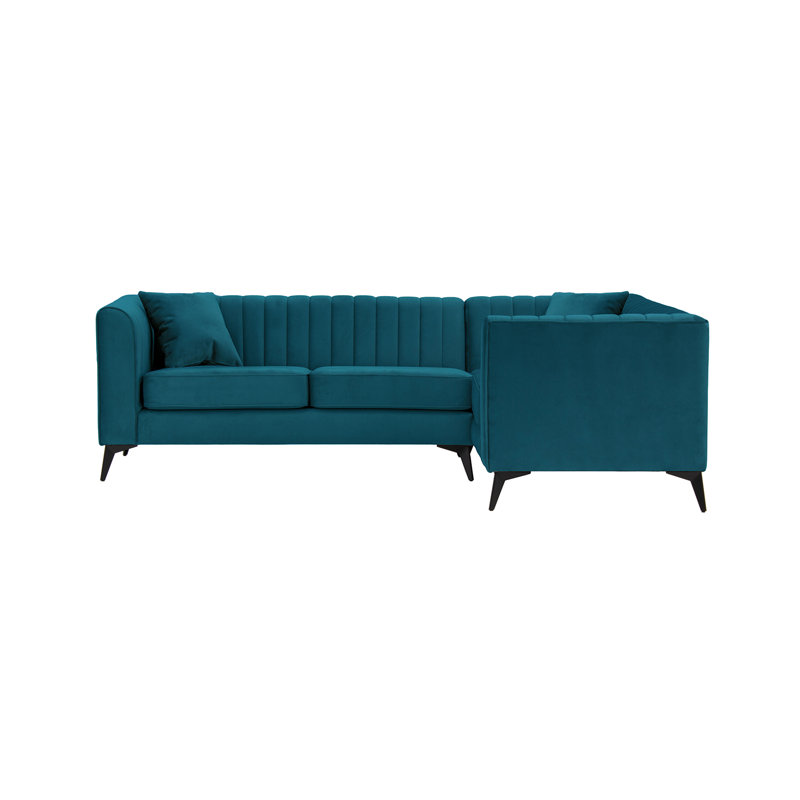 Adryen 5 Seater Velvet Corner Sofa , Light Blue, Right Hand Facing