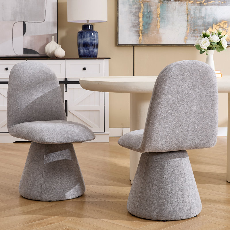 Upholstered 360 Degree Swivel All-Inclusive Dining Chair, Modern Dining Chair With Backrest, Gray