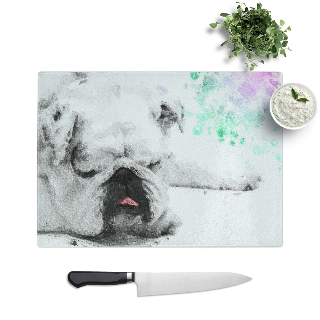 Tempered Glass Sleeping British Bulldog Chopping Board