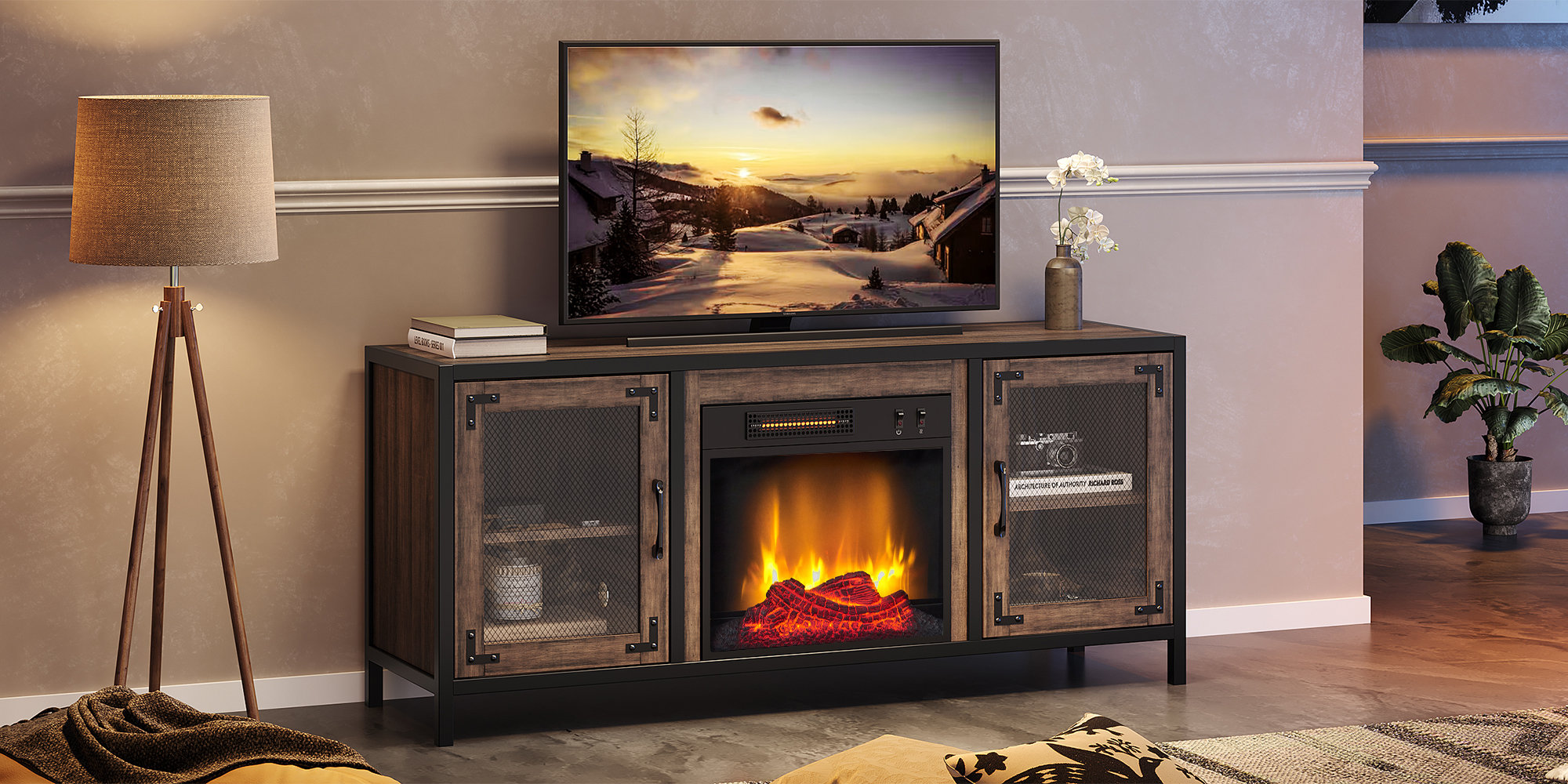 Millwood Pines Belizanda Fireplace TV Stand Up To 60 Inch TV Media   Default Name 