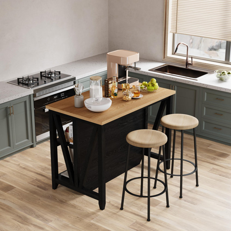 Grand îlot de cuisine avec rangement, ensemble de table de salle à manger avec prise de courant et lumières DEL, table basse de 47,2 po