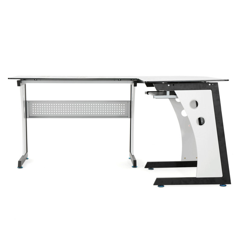 BUREAU EN L EN VERRE