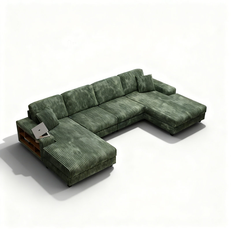 Canapé convertible polyvalent pour salon moderne, confortable et élégant, Velours côtelé vert