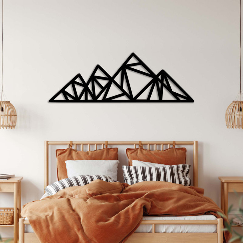 Art mural en métal géométrique «Triangle Mountains» - décor de montagne abstrait - conception de sommet de triangle minimaliste - décoration murale industrielle moderne - décor de salon contemporain - pièce d'art remarquable