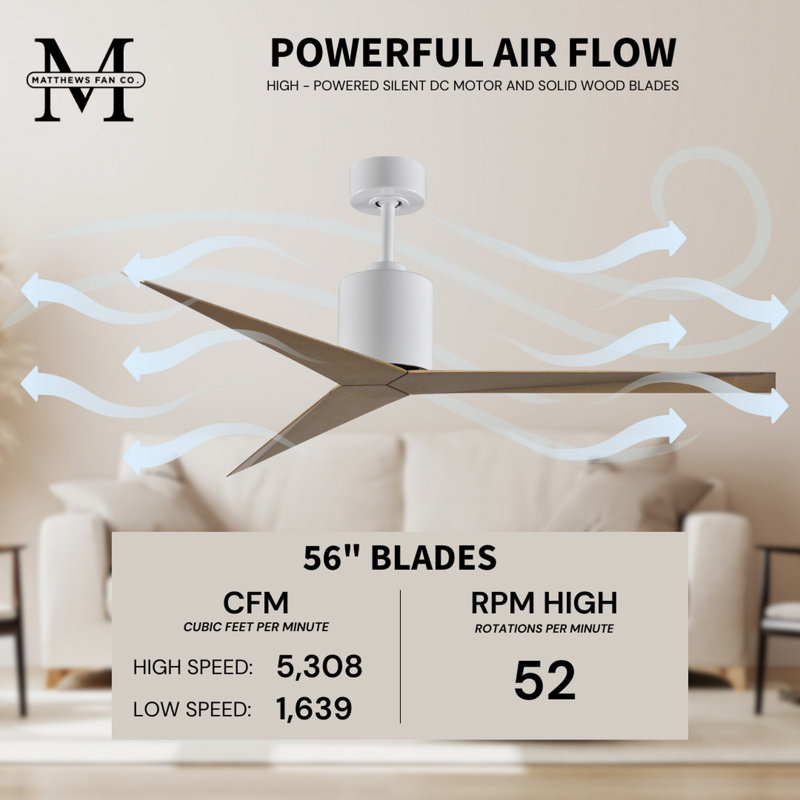 Eliza Outdoor Downrod Ceiling Fan, Gloss White, Gray Ash Tone