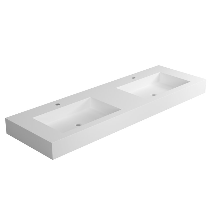 Meuble-lavabo à surface solide en pierre Stone pour salle de bain - profondeur 58,02 po, largeur 18,77 po, décoloration 71,53 lb, montage mural ou sur comptoir, profondeur d'évier moderne, largeur, 4,39 po, qualité, propre