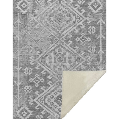One Pixie Street Gray 50" x 70" Sherpa Throw Blanket
