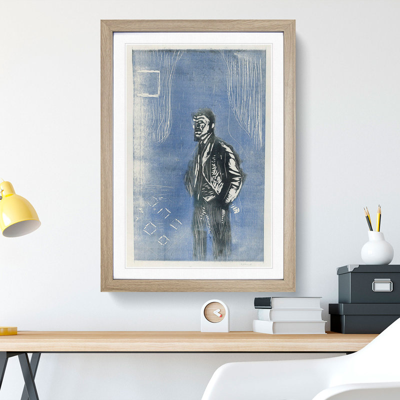 Self-Portrait by Edvard Munch - Picture Frame Painting, Oak Framed, 36cm H x 27cm W x 2cm D