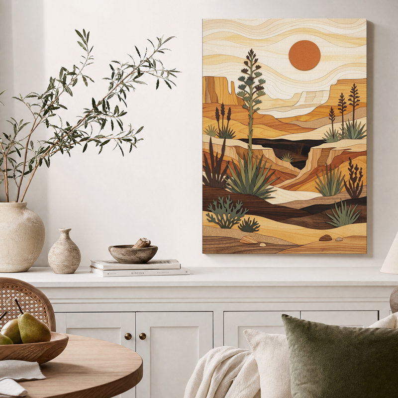 Tableau sur toile représentant un paysage de canyon désertique en bois superposé, H 18 po x l 12 po