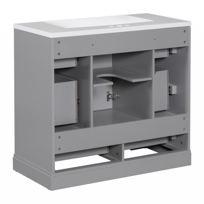 36'' Single Bathroom Vanity with Solid Wood+MDF Top