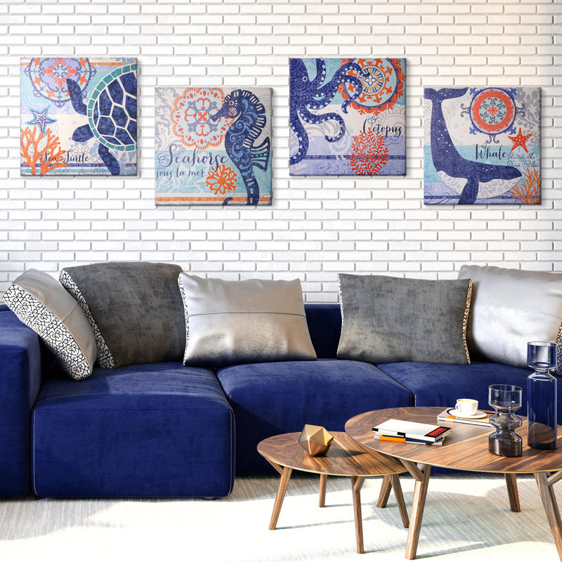 Ensemble de 4 reproductions d'art sur toile Rosecliff Heights North Shore - 20 po x 20 po, H 20 po x l 20 po