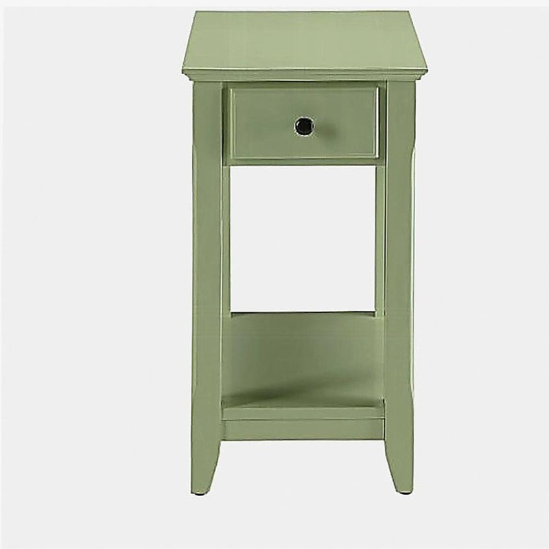 Plateau rectangulaire en bois avec un tiroir, vert clair