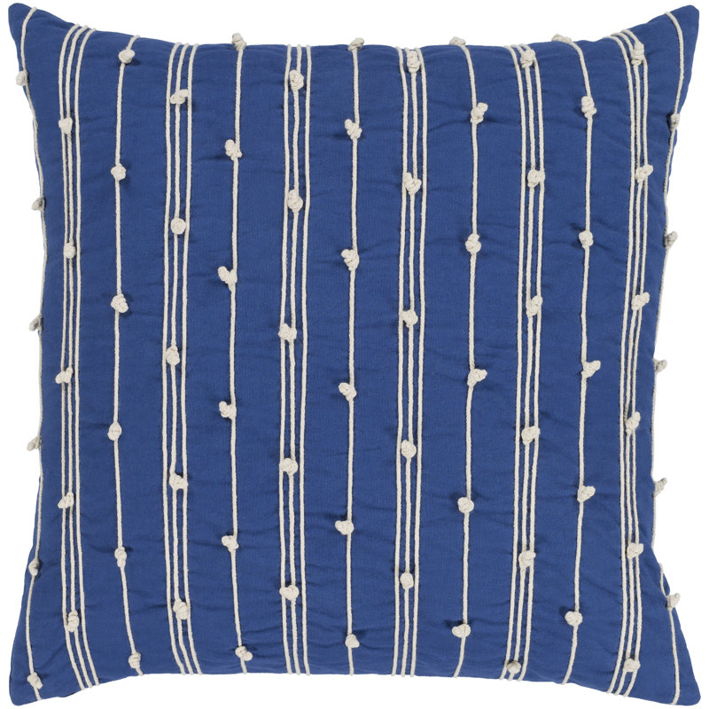 Accretion Embroidered Cotton Pillow Cover, 22" H x 22" W x 4.5" D, Pink, Down Fill