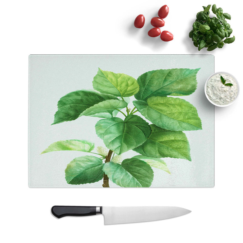 Tempered Glass White Mulberry Tree Branch by Pierre-Joseph Redoute Chopping Board, 28.5 cm W x 20 cm L
