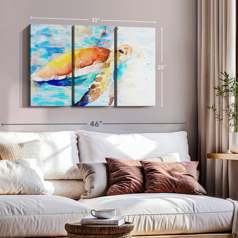«Turtle Passing Through» sur toile, H 20 po x l 33 po x P 1,25 po