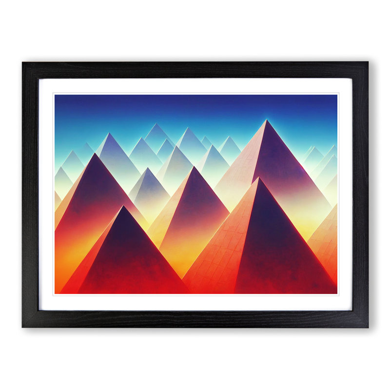 Futuristic Pyramids Vol.1 Abstract - Single Picture Frame Print, Black Framed, 34cm H x 46cm W x 2cm D