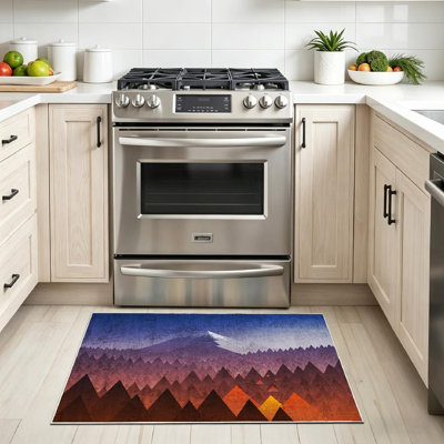 Clear Machine Washable,Abstract Nature Landscape Mountain Indoor Area Rug