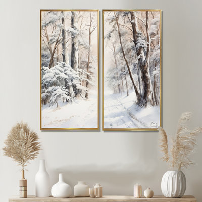 «Winter Forest Snow Charm Landscape», art mural sur toile blanc traditionnel