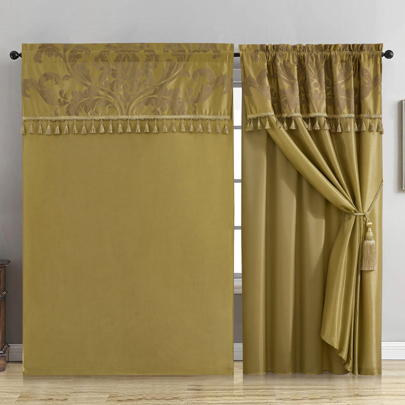 Royale Room Darkening Curtain Pair, Gold
