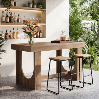 62.99" Large Counter Height Bar Table with Footrest for Home Kitchen, Dining Room
