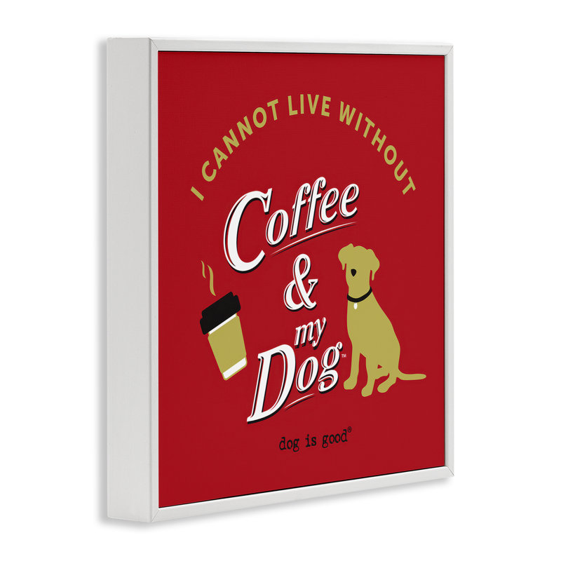 «Coffee & My Dog», art de la giclée encadrée par Dog Is Good, H 12 po x l 12 po, Estampe numérique encadrée blanc bord de mer