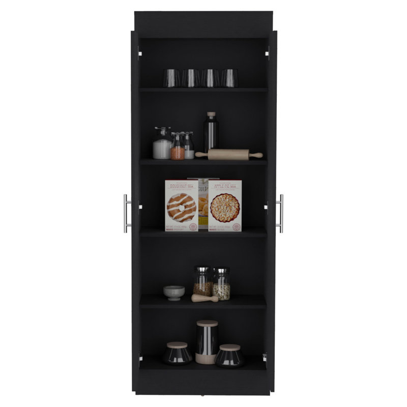 Garde-manger au Népal, conception à 2 portes peu encombrante avec plusieurs tablettes, Noir