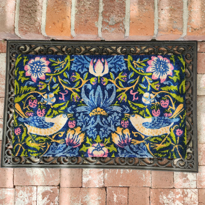 Non-Slip Floral Outdoor Doormat - 0.5" H x 30" L x 18" W