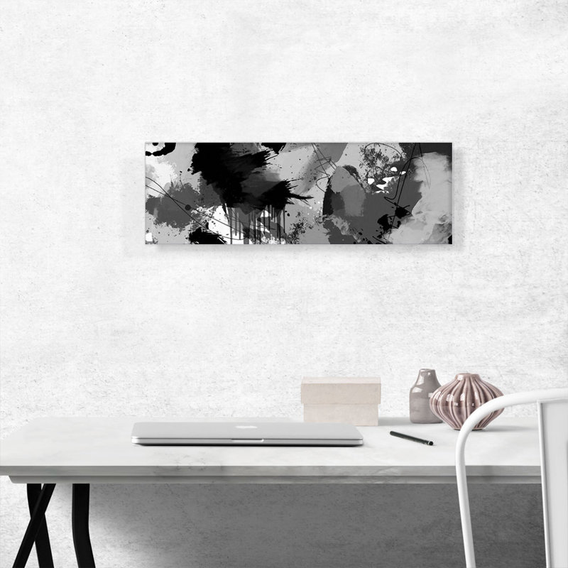 «Light Dark Grey Black Modern», reproduction d'art sur toile panoramique, H 12 po x l 36 po x 1,5 po