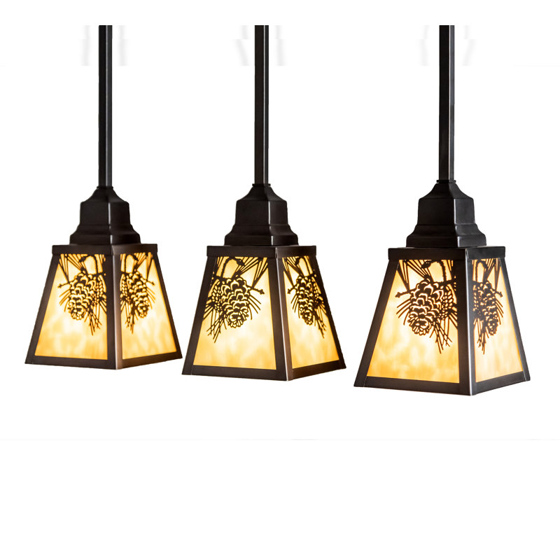 Luminaire suspendu linéaire à 3 lumières pour îlot de cuisine Winter Pine