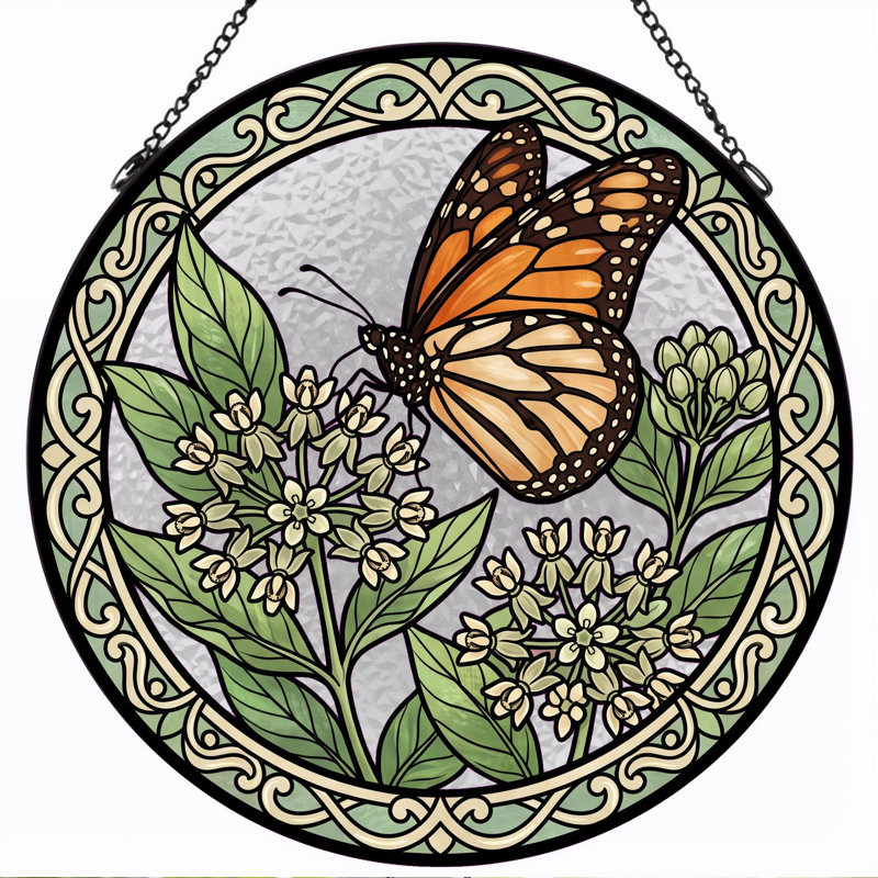 Vitrail de vitrail papillon Butterfly, 7,8 heures, 7.8"H