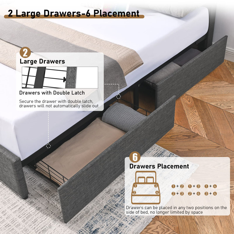 Jaire Upholstered Bookcase Storage Bed, Full