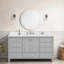 Meuble-lavabo 60 po en bois massif gris avec lavabo simple et tiroirs à fermeture en douceur